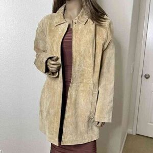 Elegant Tan Suede Trench Coat